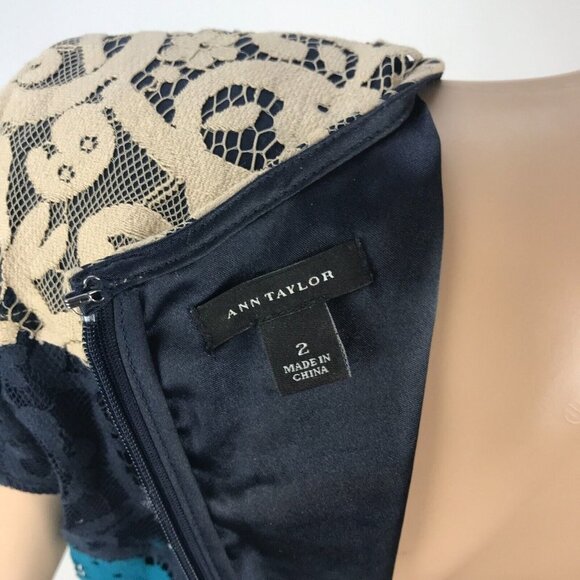 Ann Taylor Colorblock Lace Striped Sheath Shift Mi - Picture 7 of 7